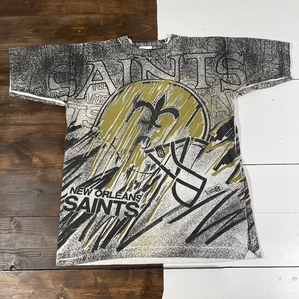 Vintage 90s New Orleans Saints Magic Johnson All Over Print T-Shirt Mens Medium